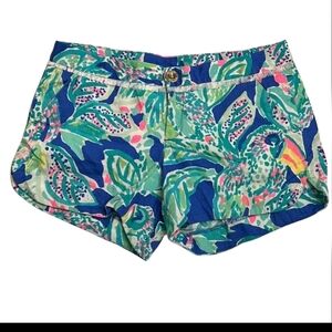 Lilly Pulitzer Bechon Blue Wake Up Call Bright Multicolor Luxury Shorts Size 0